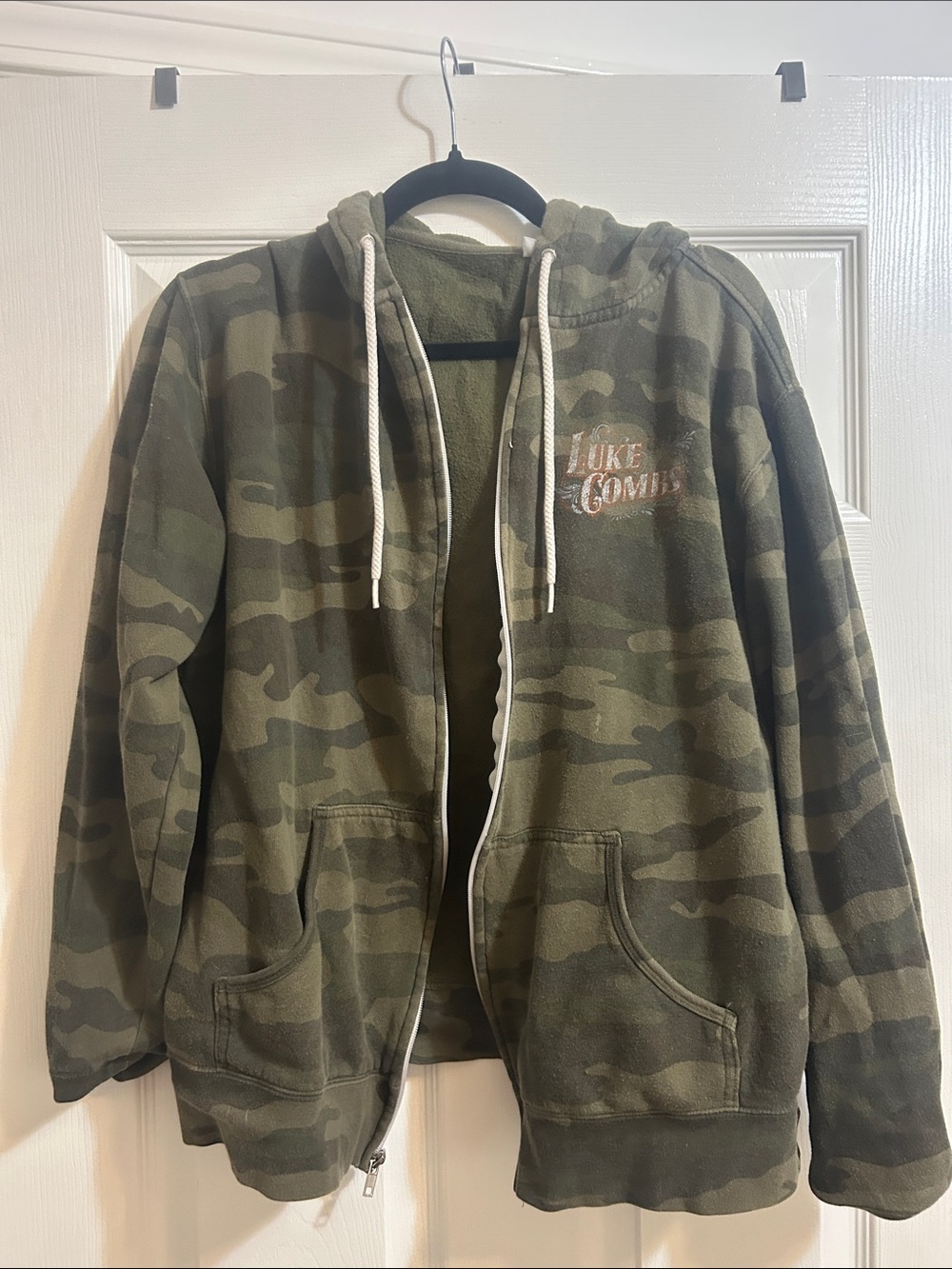 Men's Lightweight Camo Zip-Up Hoodie Jacket - Green